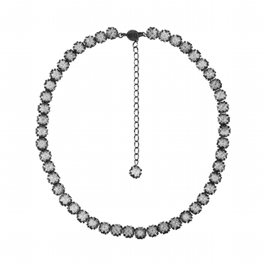 Collar Diamantes Cuadrados Negro Corto Transparente